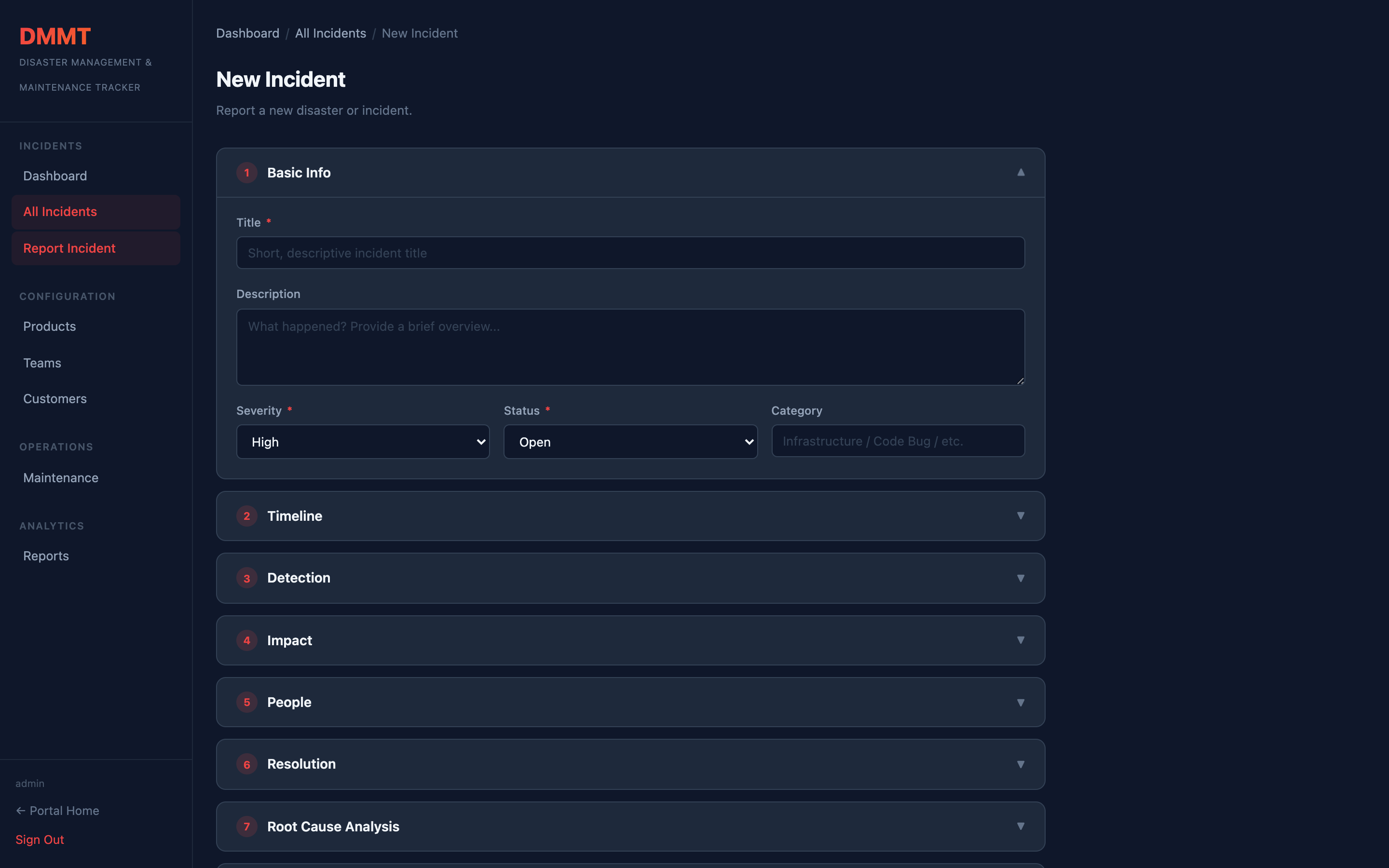 Report Incident Form